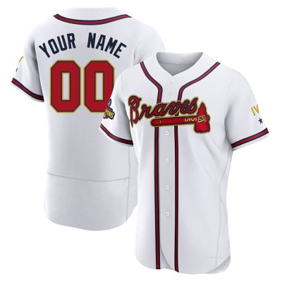 Men's Custom Atlanta Braves Authentic Gold White 2022 Program Jersey