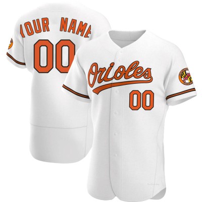 Men's Custom Baltimore Orioles Authentic White Home Jersey
