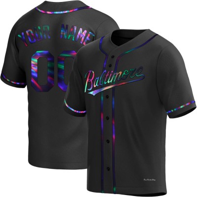 Men's Custom Baltimore Orioles Replica Black Holographic Alternate Jersey
