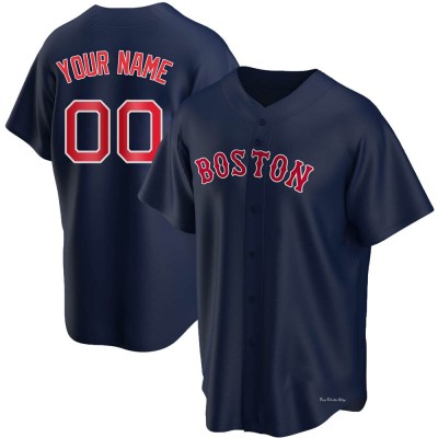 Men's Custom Boston Red Sox Replica Navy Alternate Jersey