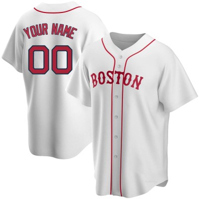 Men's Custom Boston Red Sox Replica White Alternate Jersey
