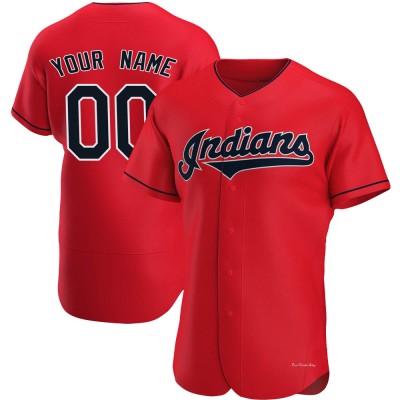 Men's Custom Cleveland Guardians Authentic Red Alternate Jersey