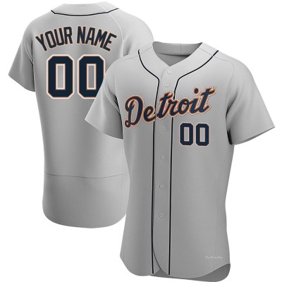 Men's Custom Detroit Tigers Authentic Gray Road Jersey