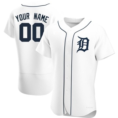 Men's Custom Detroit Tigers Authentic White Home Jersey