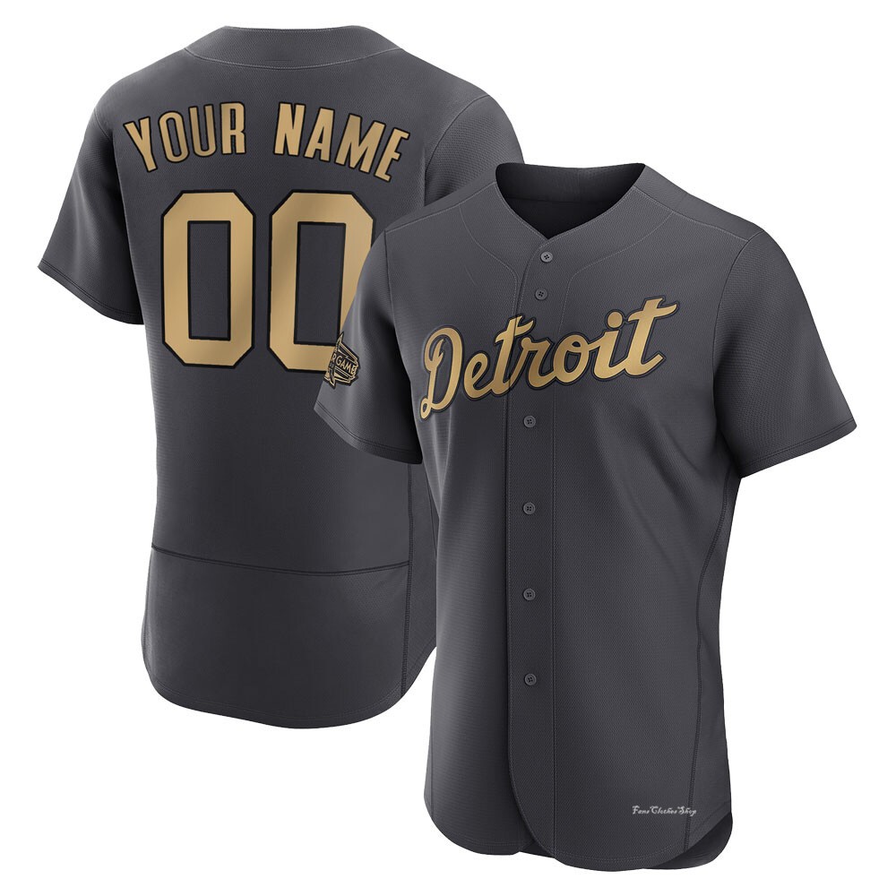 Men's Custom Detroit Tigers Game Charcoal Authentic 2022 All-Star Jersey
