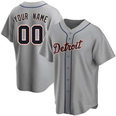 Men's Custom Detroit Tigers Replica Gray Road Jersey