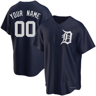 Men's Custom Detroit Tigers Replica Navy Alternate Jersey