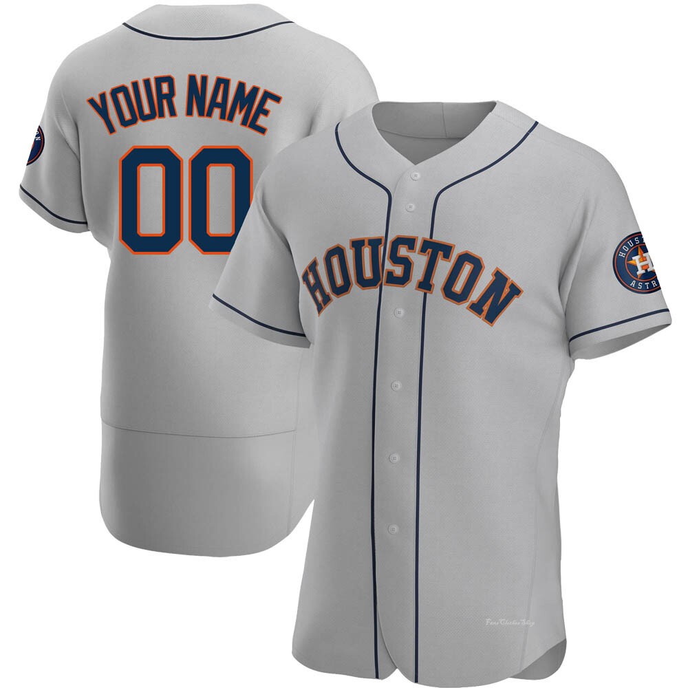 Men's Custom Houston Astros Authentic Gray Road Jersey
