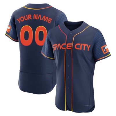 Men's Custom Houston Astros Authentic Navy 2022 City Connect Jersey
