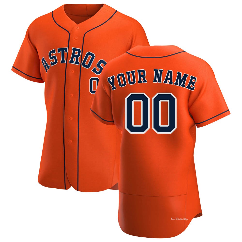 Men's Custom Houston Astros Authentic Orange Alternate Jersey