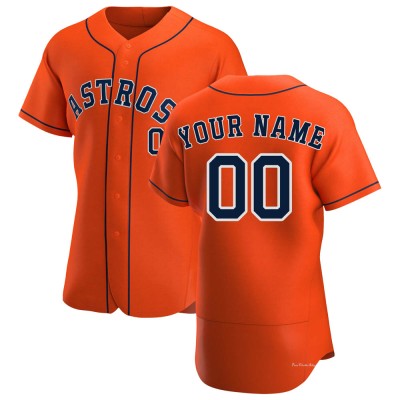 Men's Custom Houston Astros Authentic Orange Alternate Jersey