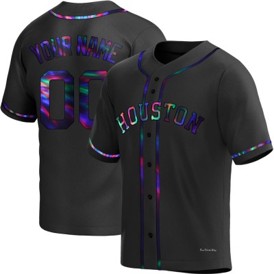 Men's Custom Houston Astros Replica Black Holographic Alternate Jersey