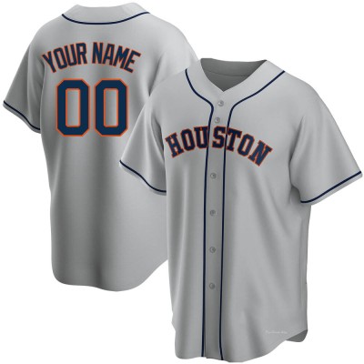 Men's Custom Houston Astros Replica Gray Road Jersey
