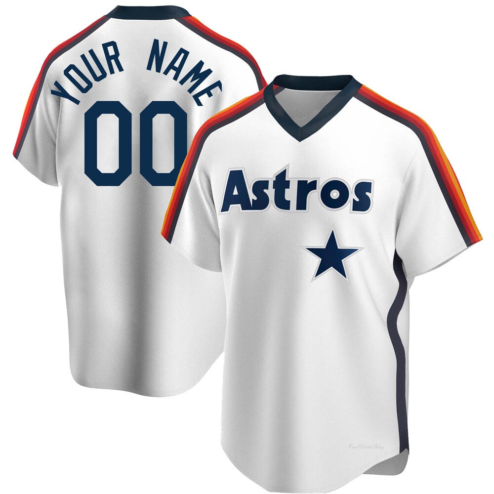 Men's Custom Houston Astros Replica White Home Cooperstown Collection Team Jersey