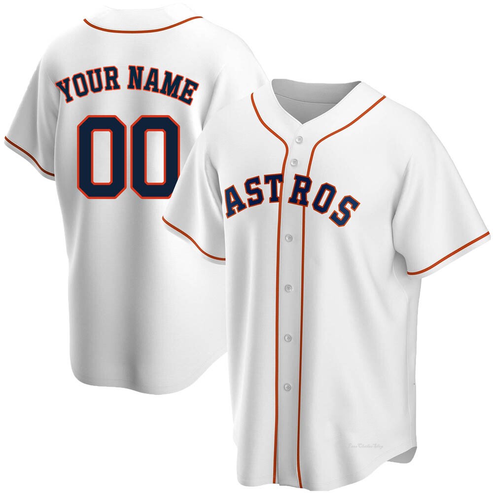 Men's Custom Houston Astros Replica White Home Jersey