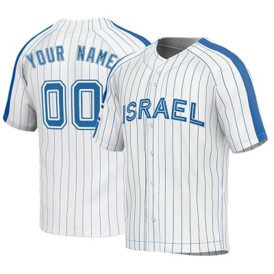 Men's Custom Israel Baseball Replica White 2023 World Baseball Classic Jersey