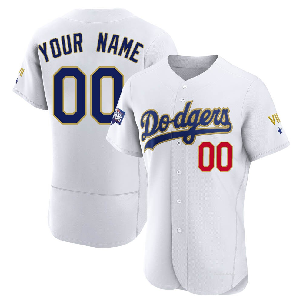 Men's Custom Los Angeles Dodgers Authentic White/Gold 2021 Gold Program Player Jersey
