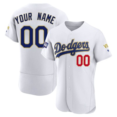 Men's Custom Los Angeles Dodgers Authentic White/Gold 2021 Gold Program Player Jersey