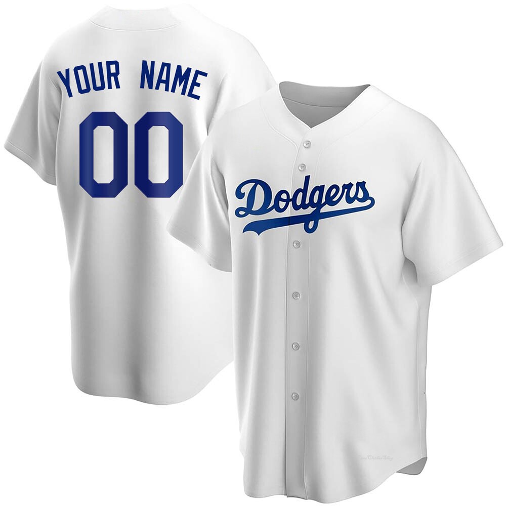 Men's Custom Los Angeles Dodgers Replica White Home Jersey
