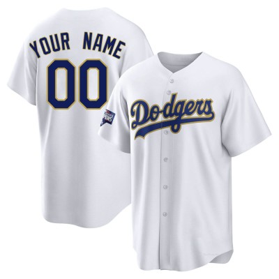 Men's Custom Los Angeles Dodgers Replica White/Gold 2021 Gold Program Player Jersey