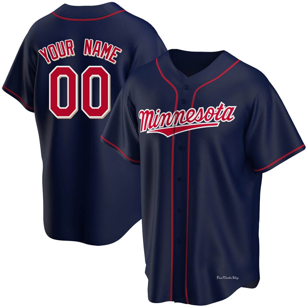 Men's Custom Minnesota Twins Replica Navy Alternate Team Jersey Fans