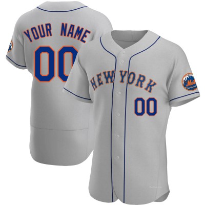 Men's Custom New York Mets Authentic Gray Road Jersey