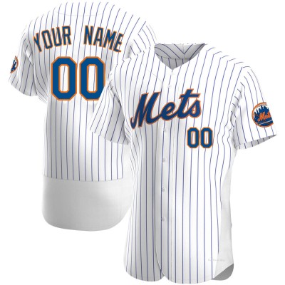 Men's Custom New York Mets Authentic White Home Jersey