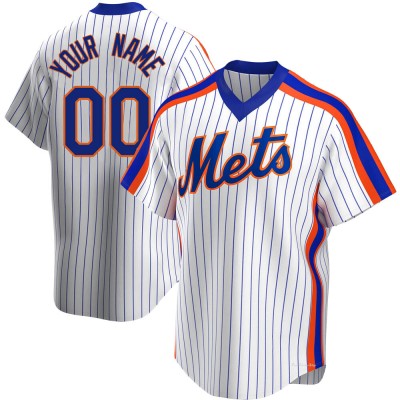Men's Custom New York Mets Replica White Home Cooperstown Collection Jersey