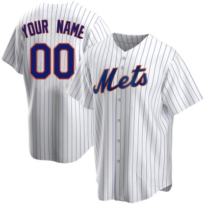 Men's Custom New York Mets Replica White Home Jersey