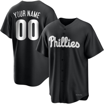 Men's Custom Philadelphia Phillies Replica Black/White Jersey