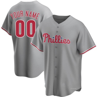 Men's Custom Philadelphia Phillies Replica Gray Road Jersey