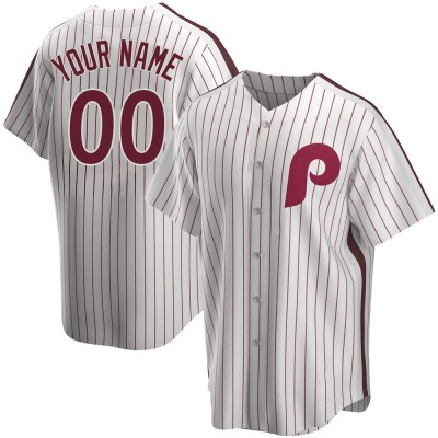 Men's Custom Philadelphia Phillies Replica White Home Cooperstown Collection Jersey