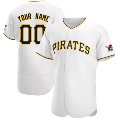 Men's Custom Pittsburgh Pirates Authentic White Home Jersey