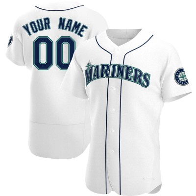Men's Custom Seattle Mariners Authentic White Home Jersey