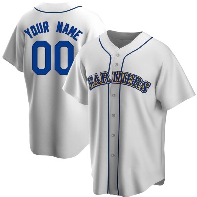 Men's Custom Seattle Mariners Replica White Home Cooperstown Collection Jersey