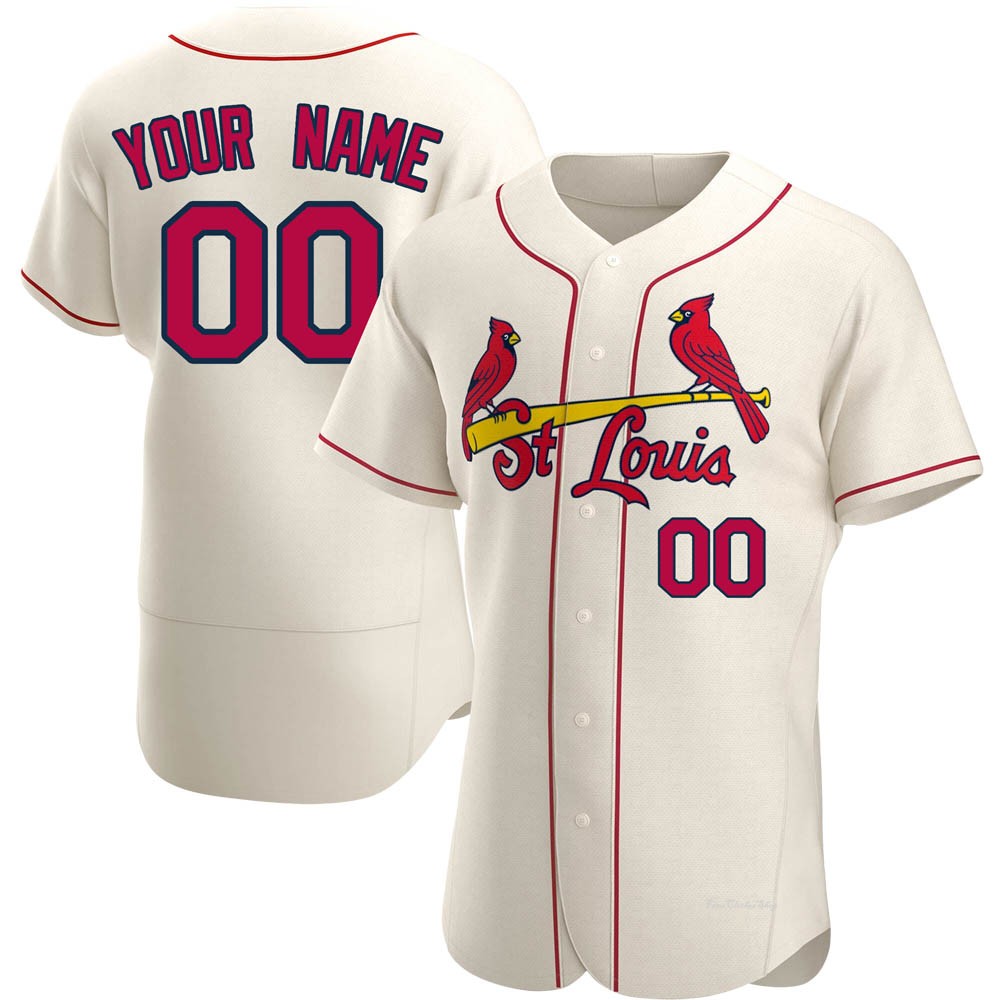 Men's Custom St. Louis Cardinals Authentic Cream Alternate Jersey