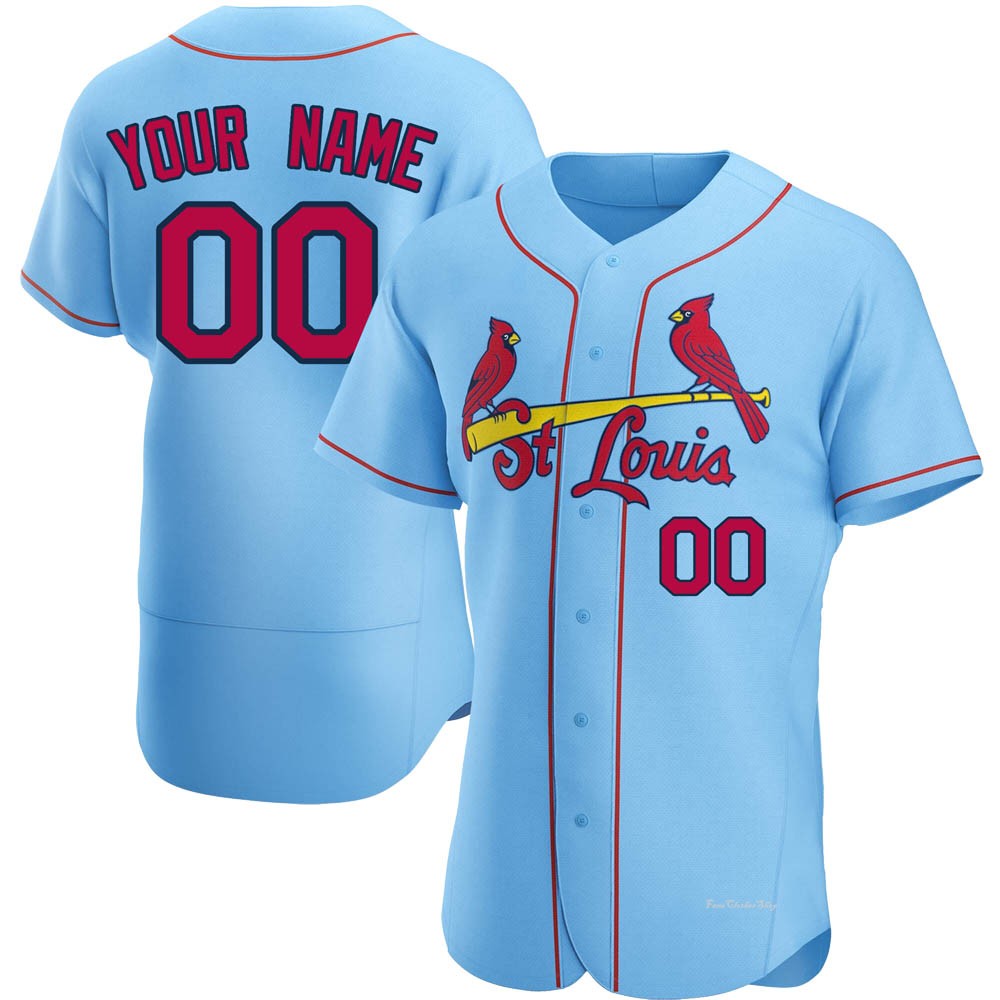 Men's Custom St. Louis Cardinals Authentic Light Blue Alternate Jersey