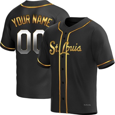 Men's Custom St. Louis Cardinals Replica Black Golden Alternate Jersey