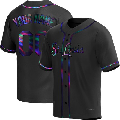 Men's Custom St. Louis Cardinals Replica Black Holographic Alternate Jersey