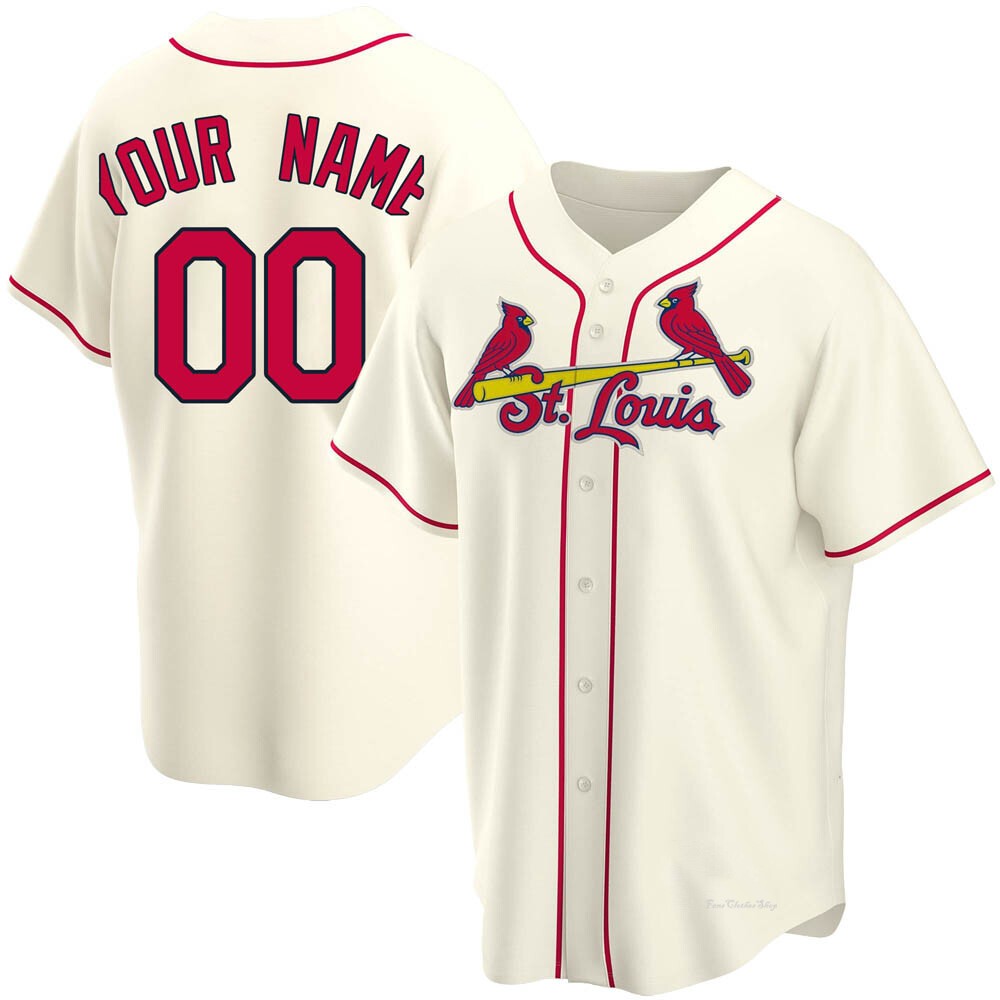 Men's Custom St. Louis Cardinals Replica Cream Alternate Jersey