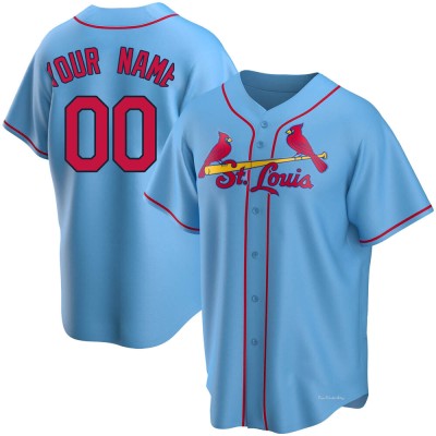 Men's Custom St. Louis Cardinals Replica Light Blue Alternate Jersey