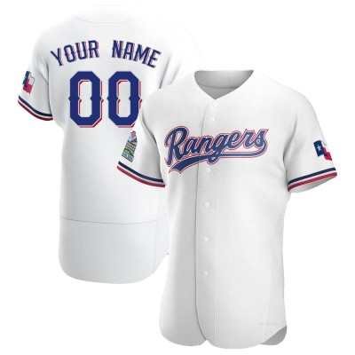 Men's Custom Texas Rangers Authentic White Home Jersey