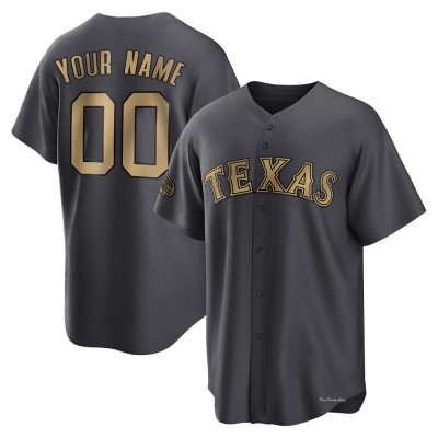 Men's Custom Texas Rangers Game Charcoal Replica 2022 All-Star Jersey