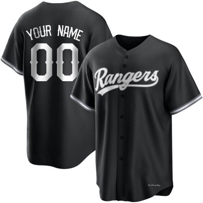 Men's Custom Texas Rangers Replica Black/White Jersey