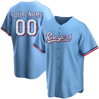 Men's Custom Texas Rangers Replica Light Blue Alternate Jersey