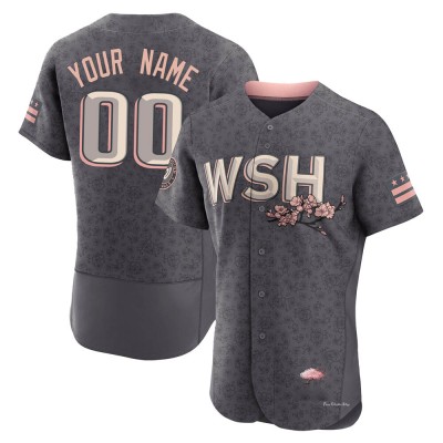 Men's Custom Washington Nationals Authentic Gray 2022 City Connect Jersey