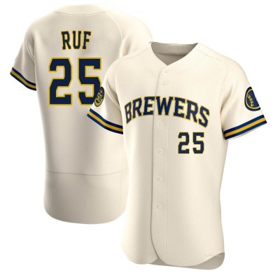 Men's Darin Ruf Milwaukee Brewers Authentic Cream Home Jersey