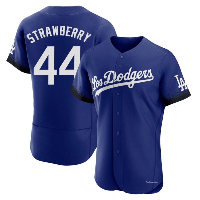 Men's Darryl Strawberry Los Angeles Dodgers Authentic Royal 2021 City Connect Jersey