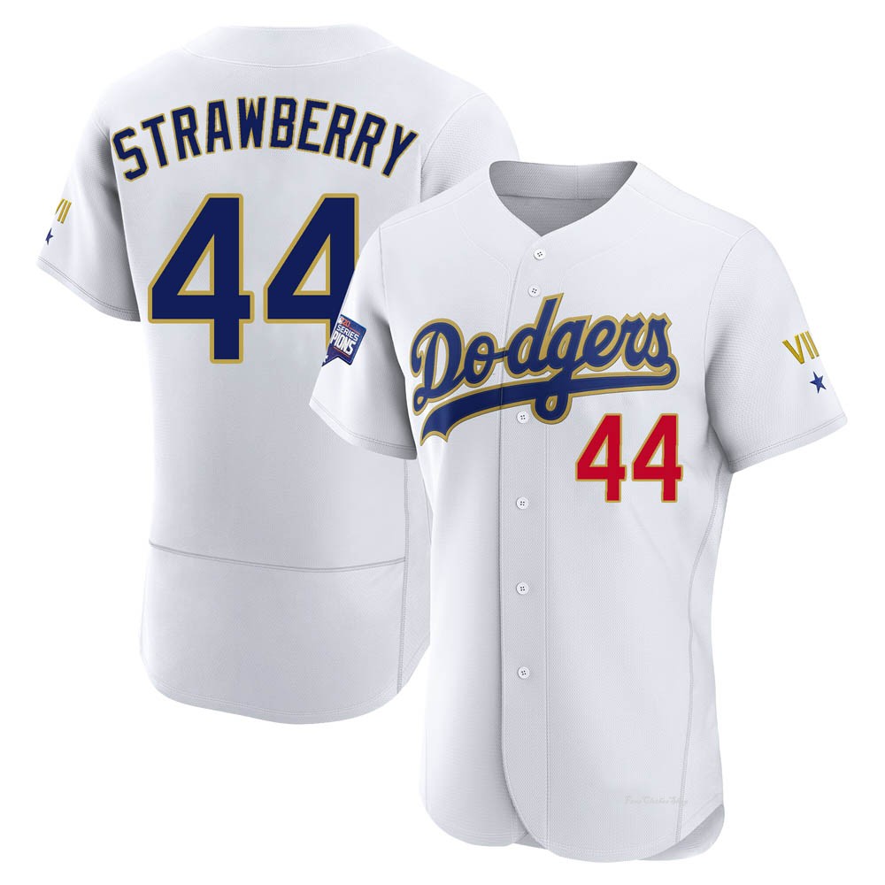 Men's Darryl Strawberry Los Angeles Dodgers Authentic White/Gold 2021 Gold Program Player Jersey
