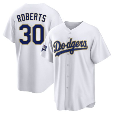 Men's Dave Roberts Los Angeles Dodgers Replica White/Gold 2021 Gold Program Player Jersey